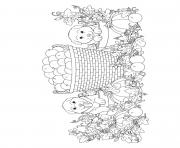 Printable fall cute dogs apple pumpkin harvest coloring pages