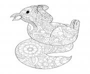 Printable fall patterned squirrel with acorn for adults coloring pages