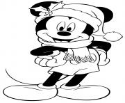 Printable Mickey wearing santa hat coloring pages