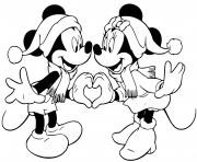 Printable Mickey Minnie forming a heart coloring pages