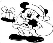 Printable Mickey Mouse as Santa Claus coloring pages