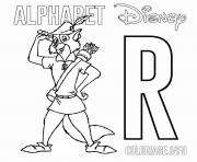 Printable R for Robin Hood coloring pages
