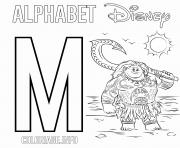Printable M for Maui from Moana Disney coloring pages