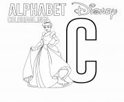 Printable C for Cinderella coloring pages