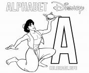 Printable A for Alladin coloring pages