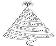 Printable Pretty ribbon Christmas tree design coloring pages