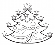 Printable Christmas tree with stars coloring pages