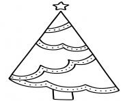Printable Simple Xmas tree design with easy decorations to color coloring pages