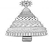Printable Simple pretty patterns on a Christmas tree coloring pages