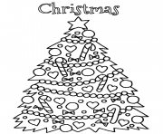 Printable christmas tree decorated coloring pages