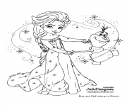 Printable Elsa cute with Olaf coloring pages