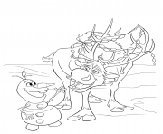 Printable olaf and his friend sven coloring pages