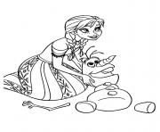 Printable olaf with anna Frozen coloring pages