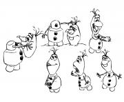 Printable the different reactions of olaf coloring pages