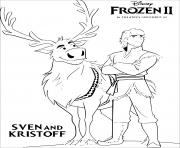 Printable Frozen 2 Sven and Kristoff looking for Elsa coloring pages