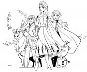 Printable frozen 2 with Olaf Anna Kristoff Sven ready for the winter adventure coloring pages
