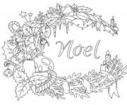 Printable christmas for adults festive wreath noel coloring pages