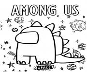 Printable dinosaur among us in the space coloring pages