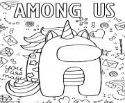 Printable Unicorn Among Us coloring pages
