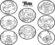 Printable Trolls World Tour Disney coloring pages