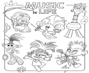 Printable Kings and Queens from Trolls World Tour coloring pages