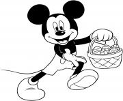 Printable mickey disney easter eggs basket coloring pages
