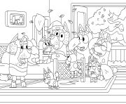 Printable bluey pillow fight coloring pages