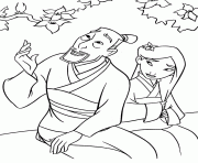 Printable princess mulan and her father coloring pages