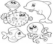 Printable animals of the world marine fish dolphin coloring pages