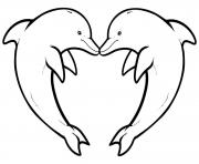 Printable dolphin heart coloring pages