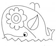 Printable whale with a flower coloring pages