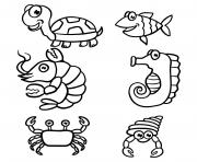 Printable animals of the sea and nursery coloring pages