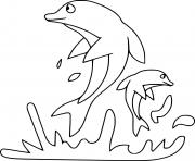 Printable Two Dolphins Jumping out of the Sea coloring pages