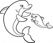 Printable Dolphin with Her Baby coloring pages