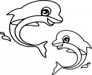 Printable Two Little Dolphins coloring pages