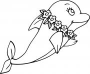 Printable Dolphin with a Wreath coloring pages