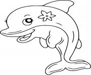 Printable Cute Dolphin with a Flower coloring pages