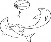 Printable Two Dolphins Playing Ball coloring pages