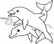 Printable Two Young Dolphins in the Sea coloring pages