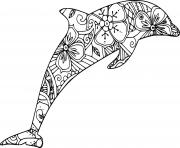 Printable Zentangle Dolphin coloring pages
