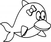 Printable Baby Dolphin with a Bowknot coloring pages
