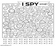Printable I Spy emoji coloring pages