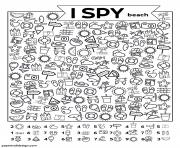 Printable I Spy Beach coloring pages