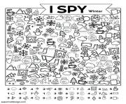 Printable i spy winter coloring pages