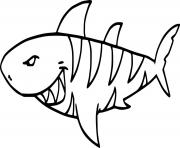 Printable Simple Tiger Shark coloring pages