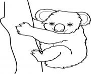 Printable Easy Koala Climbing the Tree coloring pages