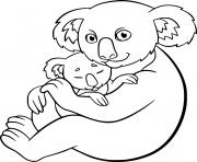 Printable Koala Hugs Her Baby coloring pages