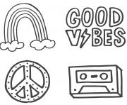 Printable vsco girl good vibes peace 1 coloring pages