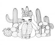 Printable cactus girl aesthetic coloring pages