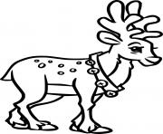 Printable Cartoon Deer with Bells coloring pages